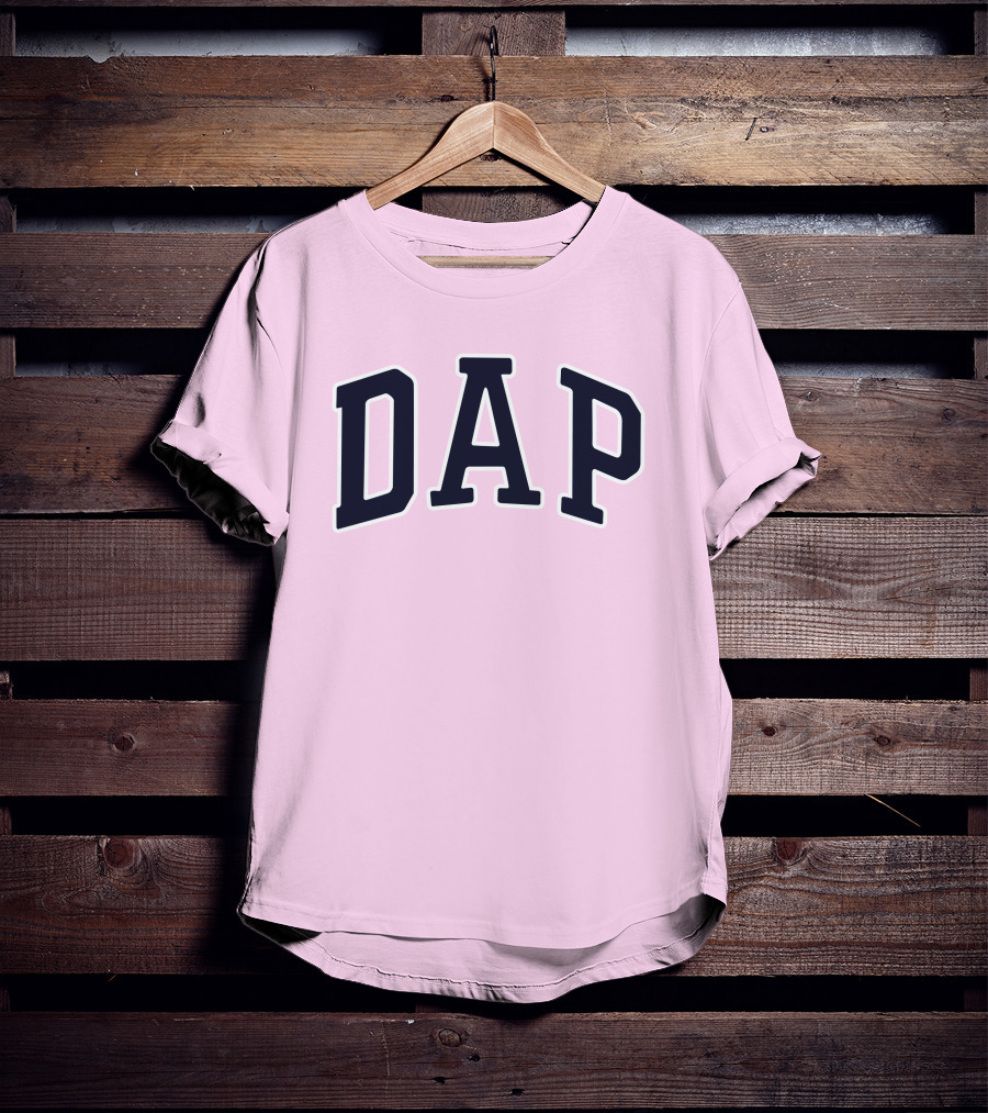 Dap College Style Athletic Lettering Pink Background T-Shirt