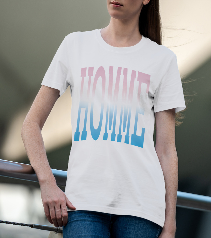 Homme Femme Pink Blue Gradient Text T-Shirt