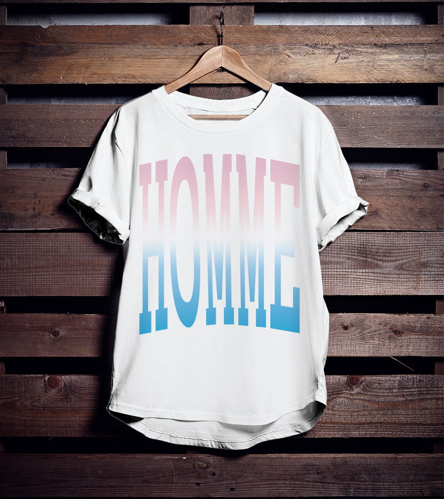 Homme Femme Pink Blue Gradient Text T-Shirt