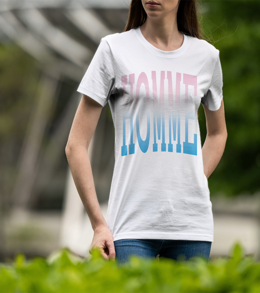 Homme Femme Pink Blue Gradient Text T-Shirt