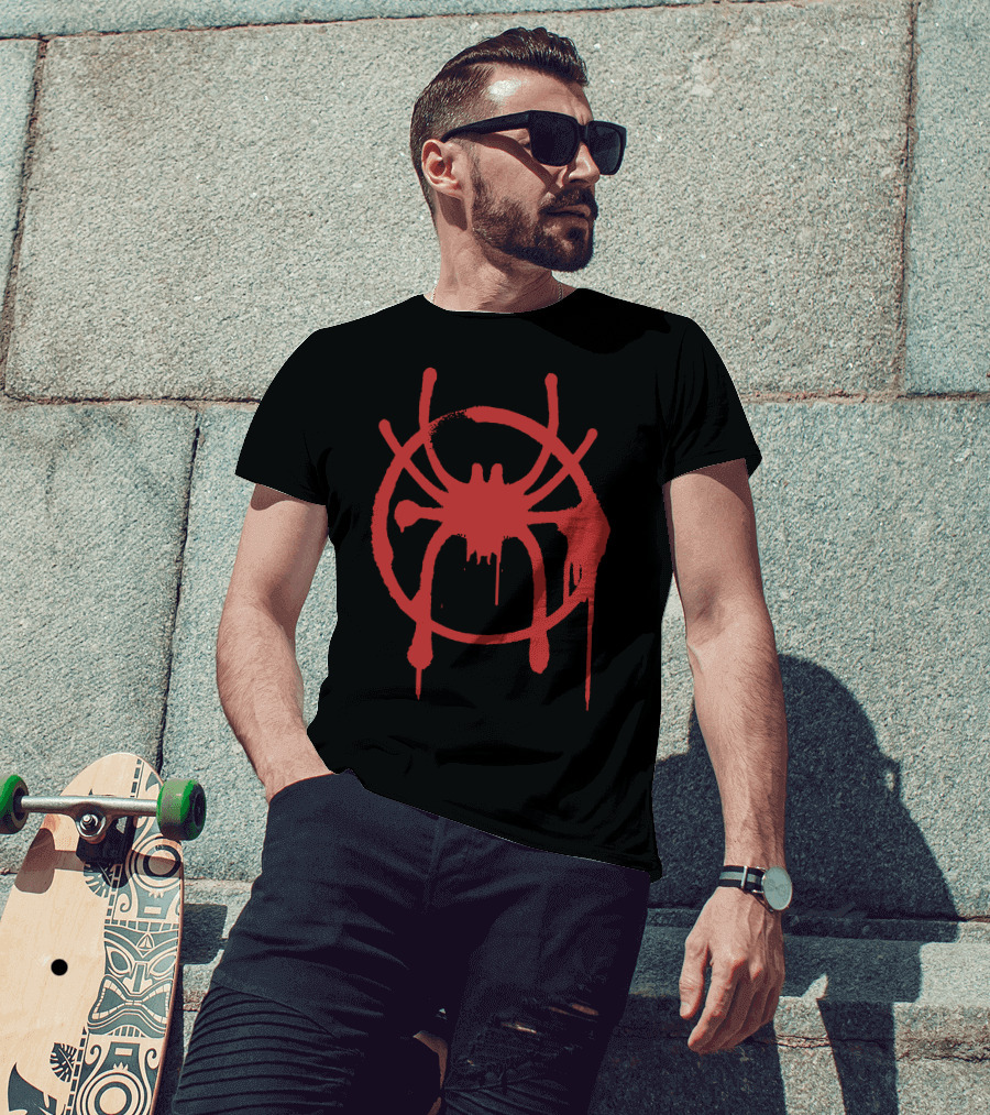 Miles Morales Spider-Verse Logo Dripping Red Graffiti T-Shirt