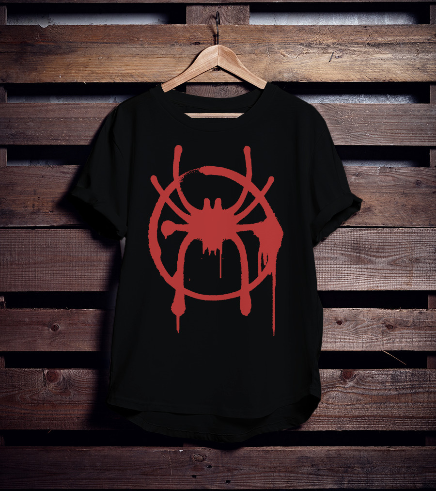 Miles Morales Spider-Verse Logo Dripping Red Graffiti T-Shirt