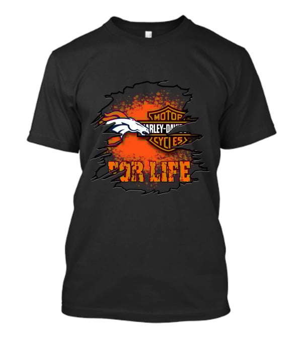 Denver Broncos Harley Davidson For Life T-Shirt