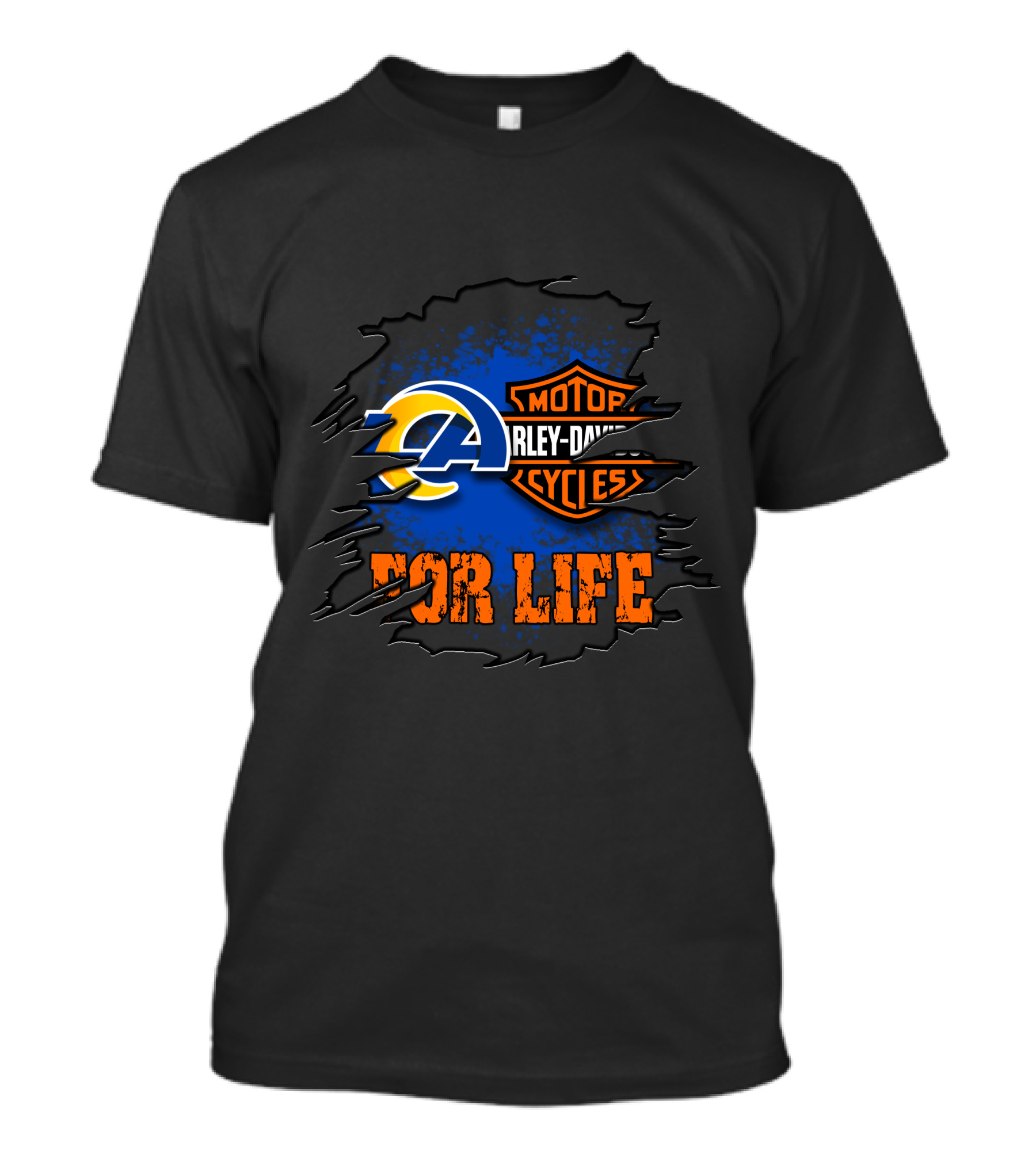 Los Angeles Rams Harley Davidson Cycles For Life T-Shirt