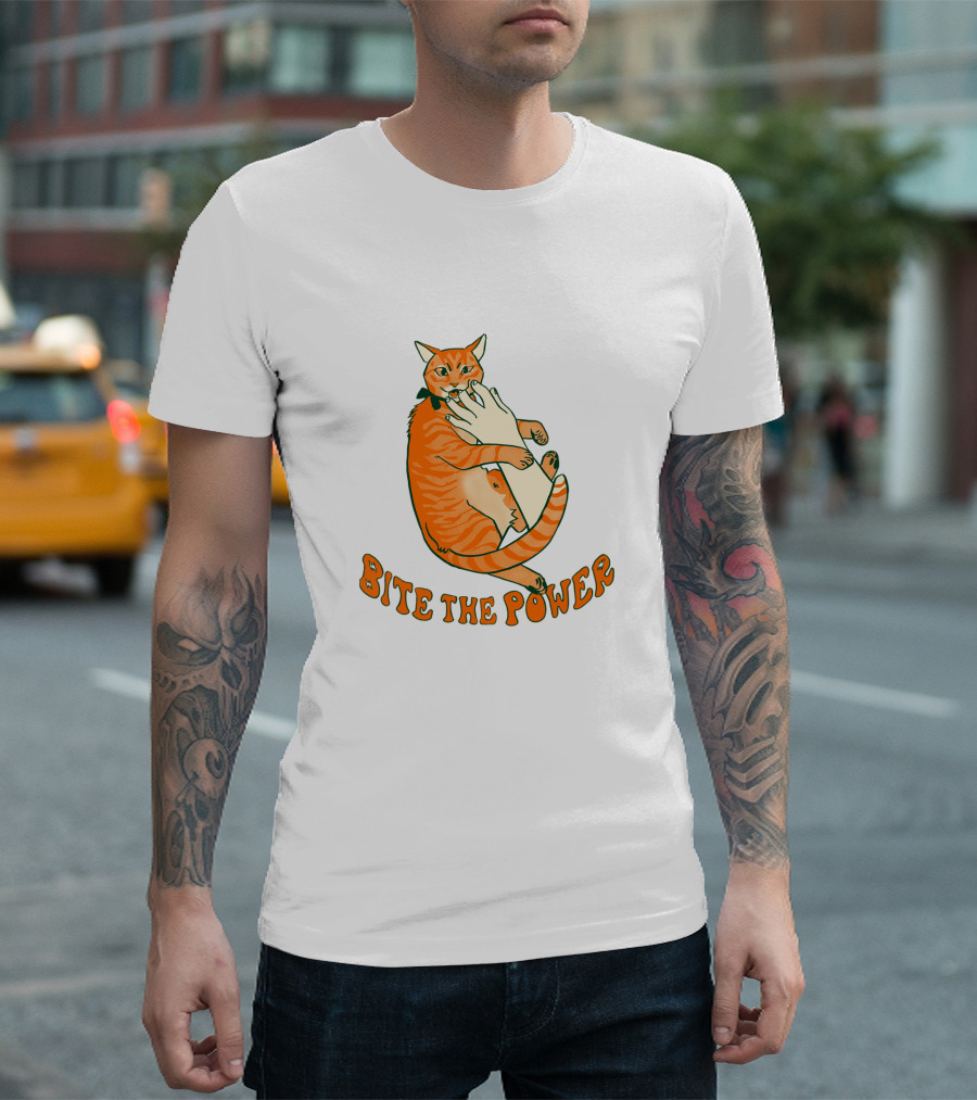 Bite The Power Goblin Criminal Kenny Cat Biting Hand T-Shirt