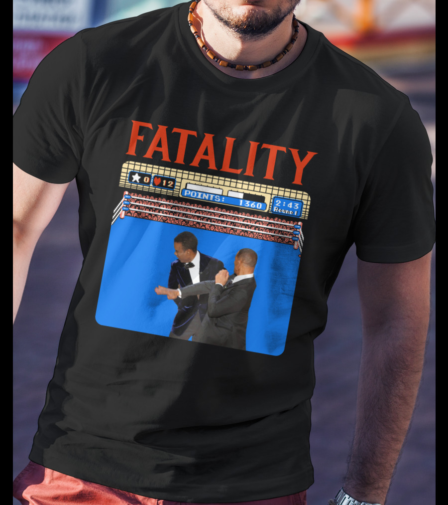 Fatality Will Smith Slaps Chris Rock Oscars Stage Video Game T-Shirt