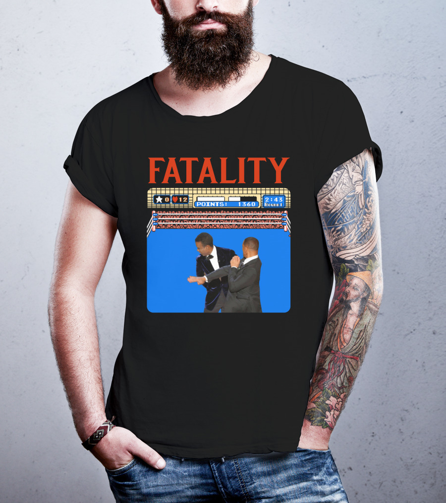 Fatality Will Smith Slaps Chris Rock Oscars Stage Video Game T-Shirt