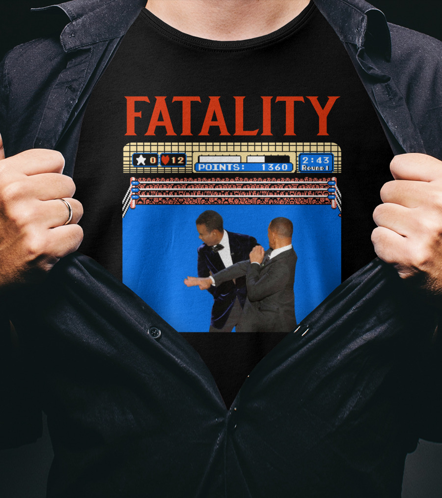 Fatality Will Smith Slaps Chris Rock Oscars Stage Video Game T-Shirt
