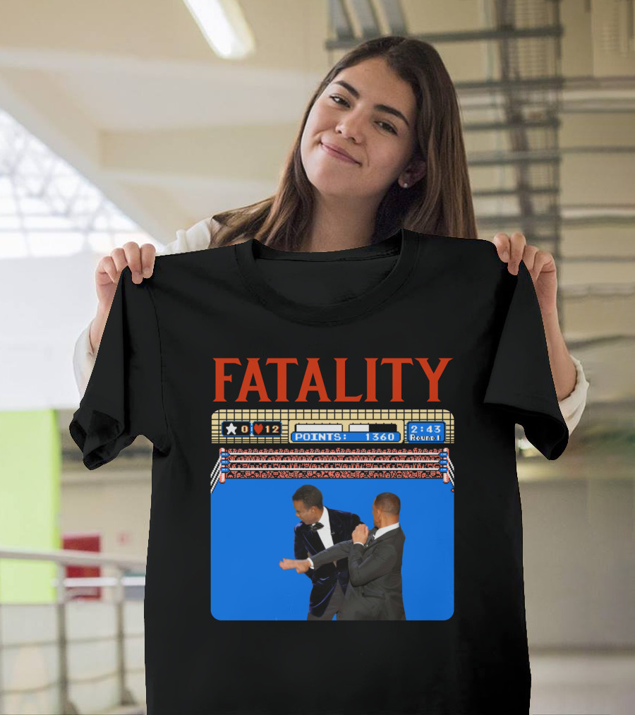 Fatality Will Smith Slaps Chris Rock Oscars Stage Video Game T-Shirt