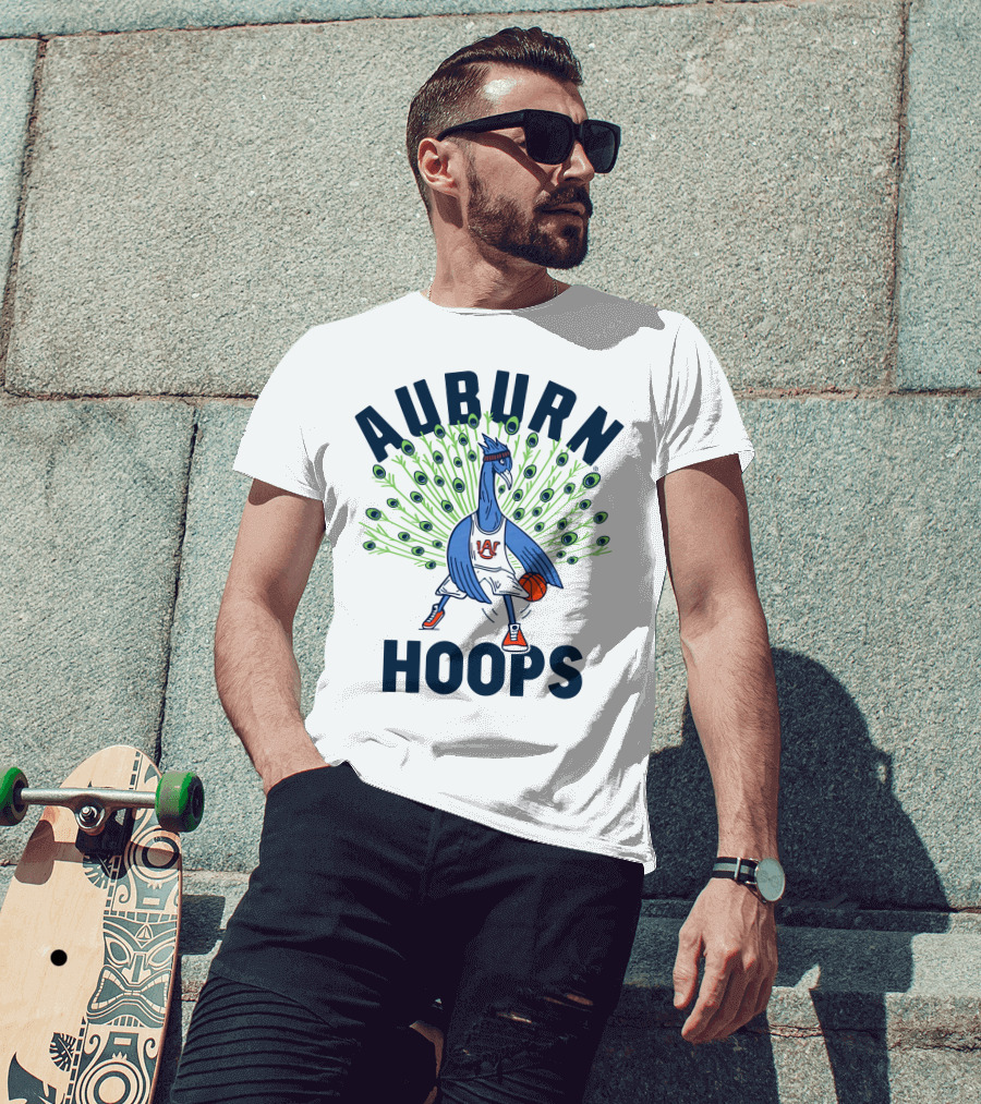 Auburn Hoops Peacock Basketball Sports T-Shirt