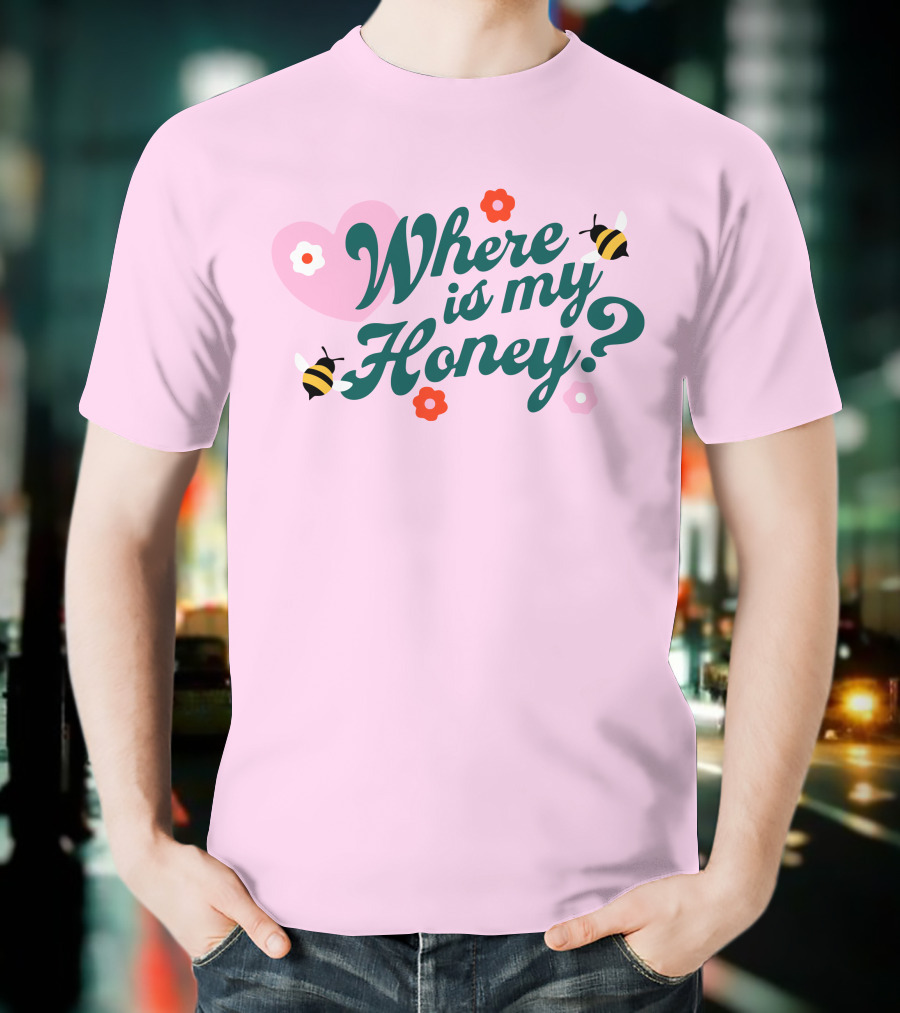 Stephanie Soo Merch Where Is My Honey Cream Bee Heart Floral T-Shirt