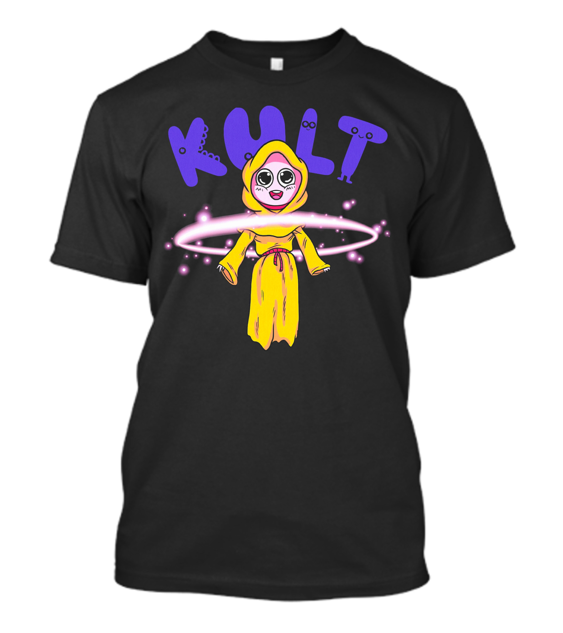 KULT Yellow-Hooded Character With Glowing Aura T-Shirt