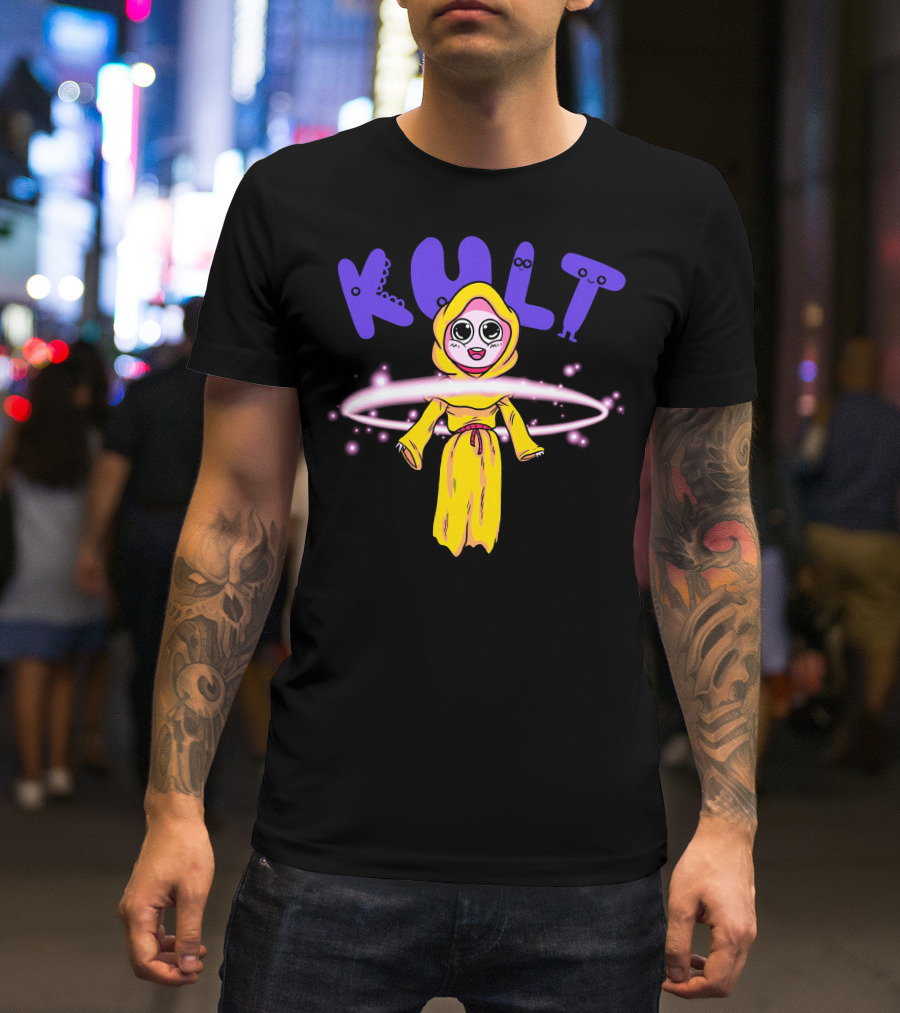 KULT Yellow-Hooded Character With Glowing Aura T-Shirt