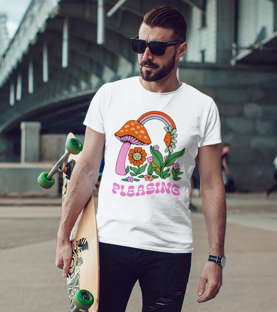 PLEASING Flower Mushroom Rainbow Garden T-Shirt