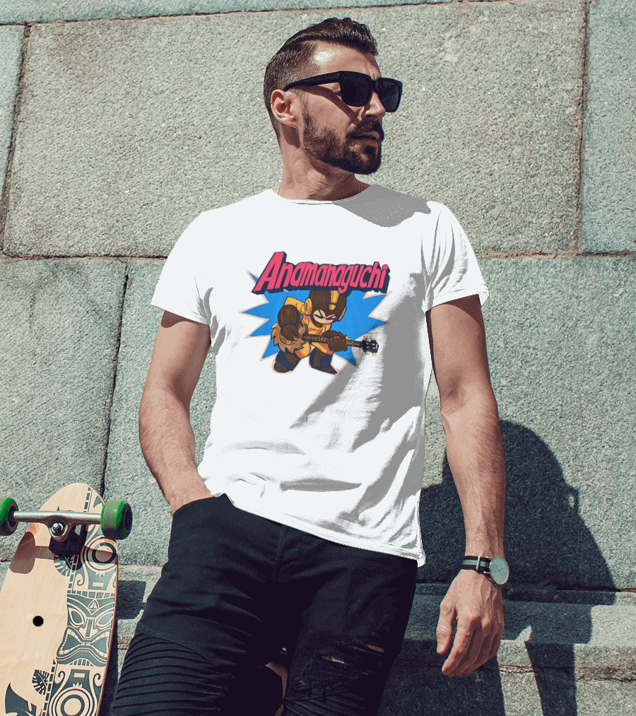 Anamanaguchi Cartoon Character With Guitar T-Shirt