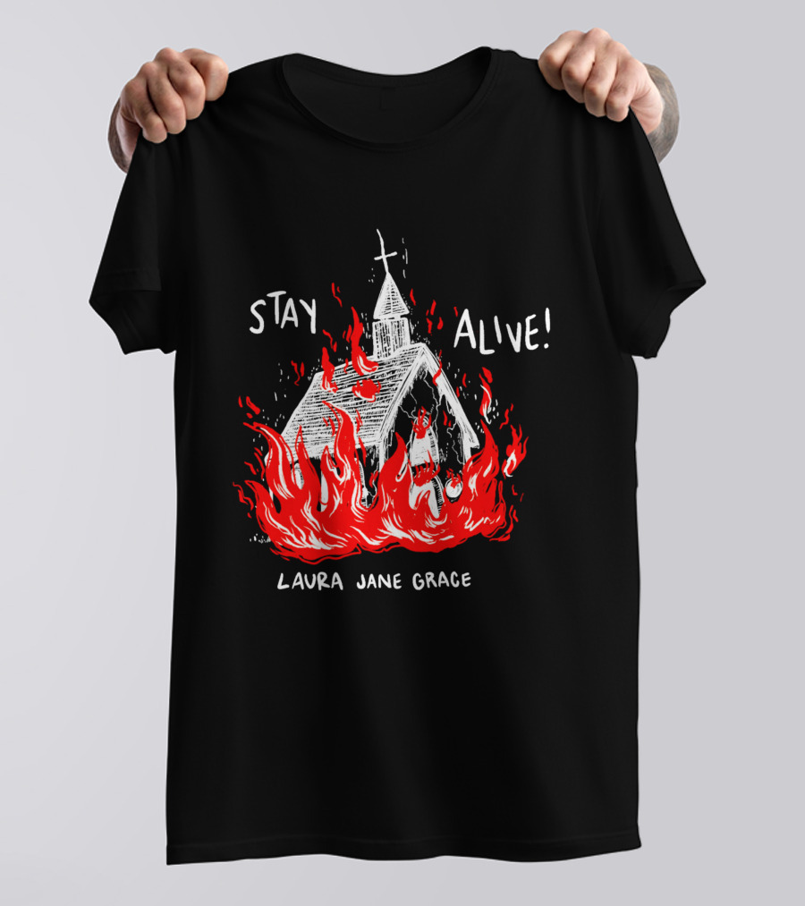 Stay Alive Church Laura Jane Grace Flaming Chapel T-Shirt