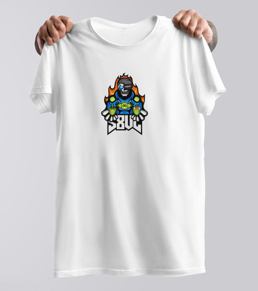 S8UL Gamer Mascot With VR Headset And Fiery Background T-Shirt