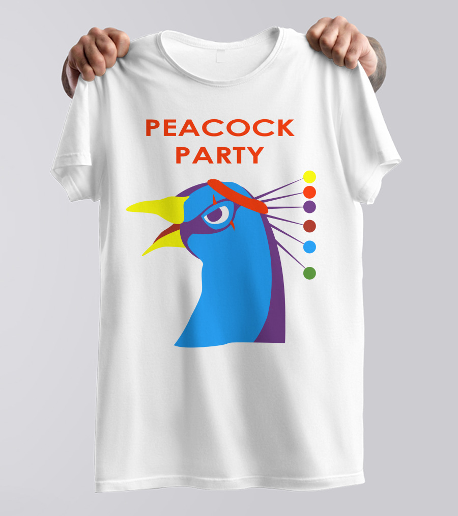 Peacock Party Auburn Blue Bird Colorful Head T-Shirt