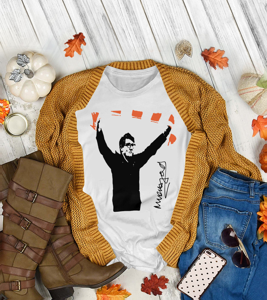 Mick Harford Signature Celebration Pose With Orange Stripes T-Shirt