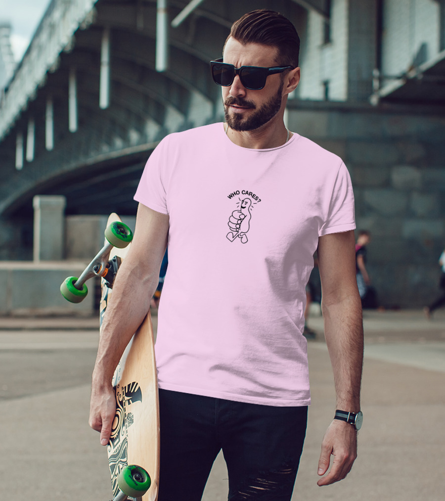 Who Cares Heart Eyes Pink T-Shirt