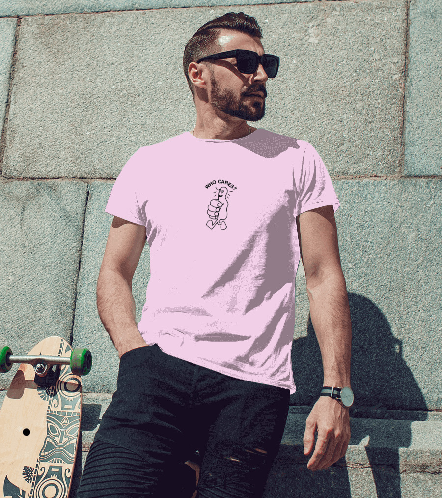 Who Cares Heart Eyes Pink T-Shirt