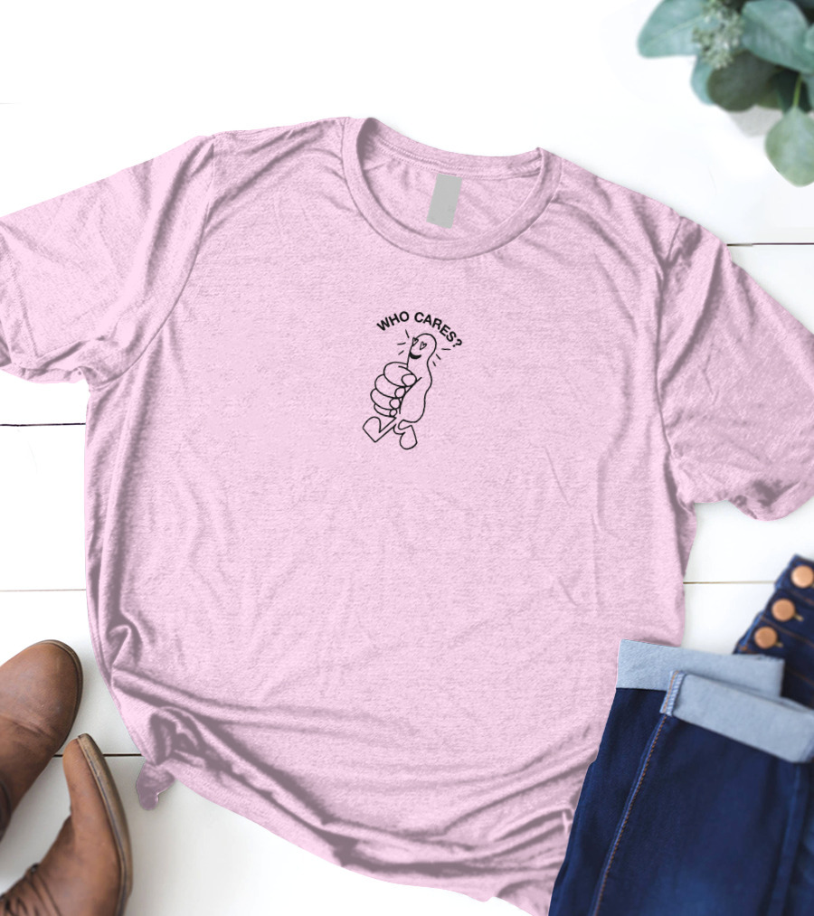 Who Cares Heart Eyes Pink T-Shirt