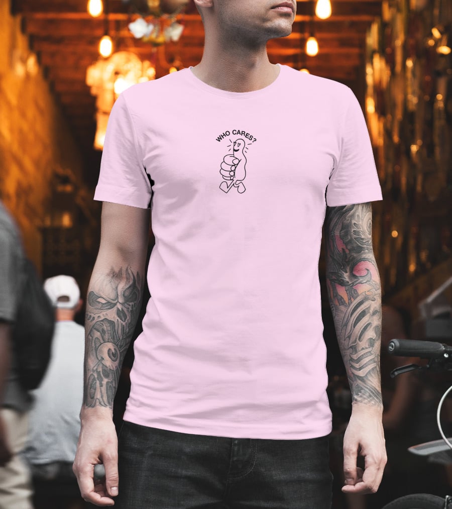 Who Cares Heart Eyes Pink T-Shirt