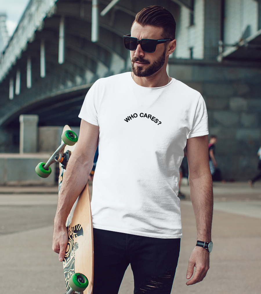 Who Cares Question Mark White T-Shirt