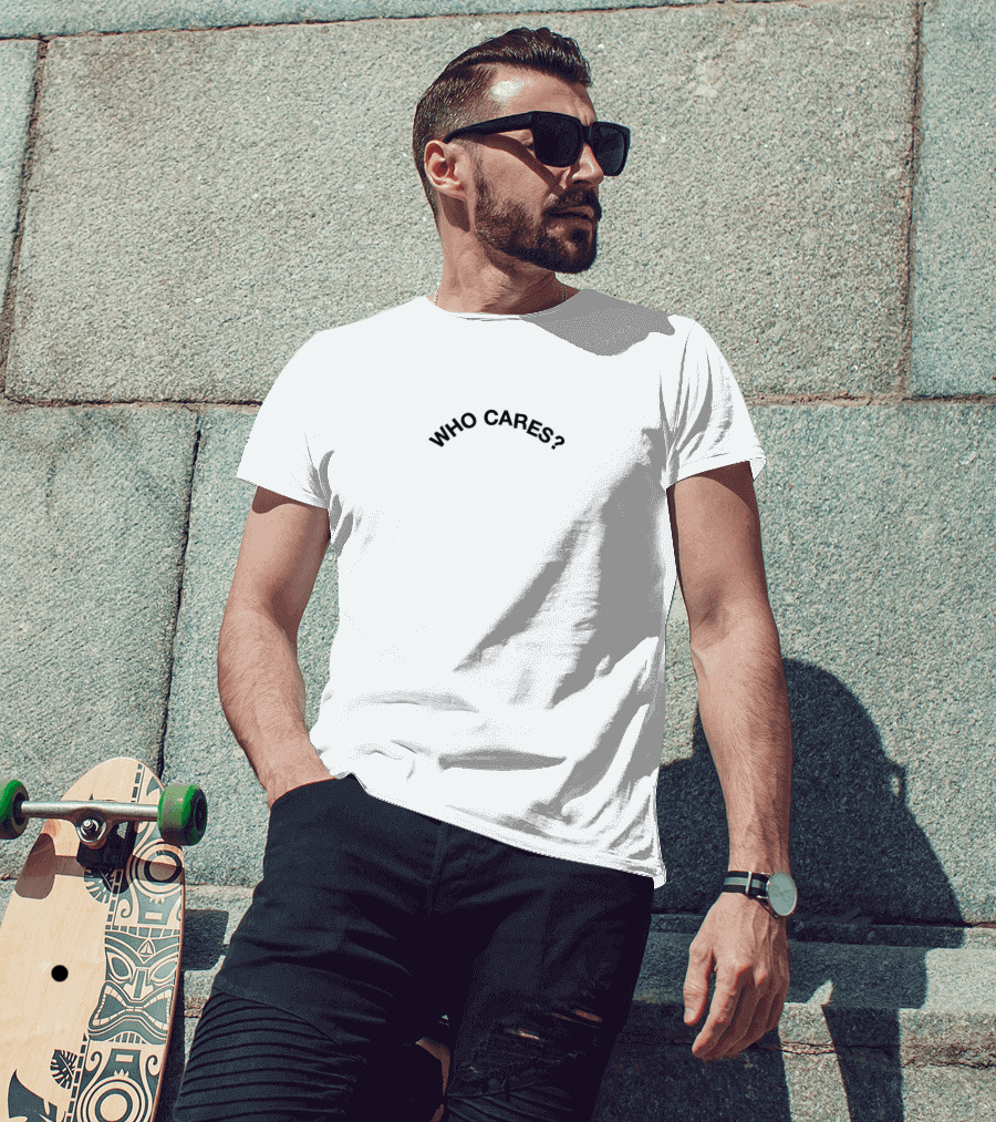 Who Cares Question Mark White T-Shirt