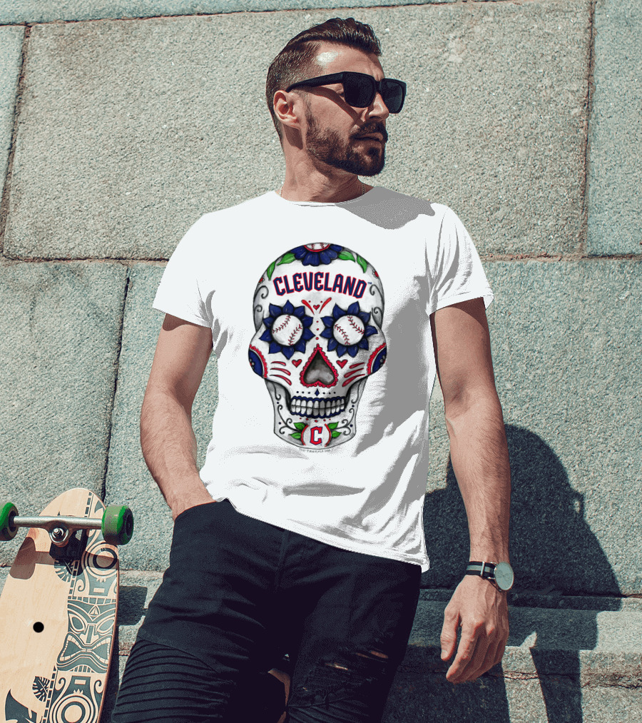Tiny Turnip Cleveland Guardians Baseball Sugar Skull T-Shirt