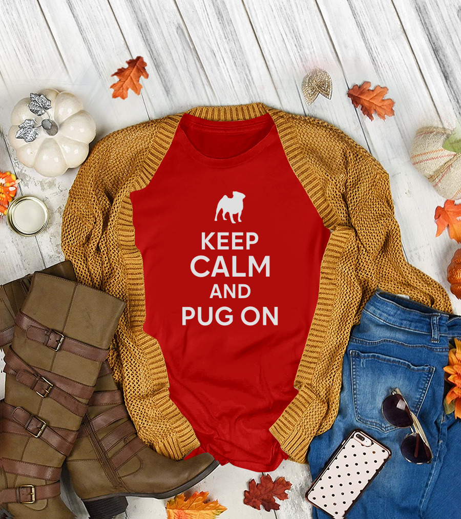 Little Lilith Keep Calm And Pug On Thesyc66 White Pug Icon T-Shirt