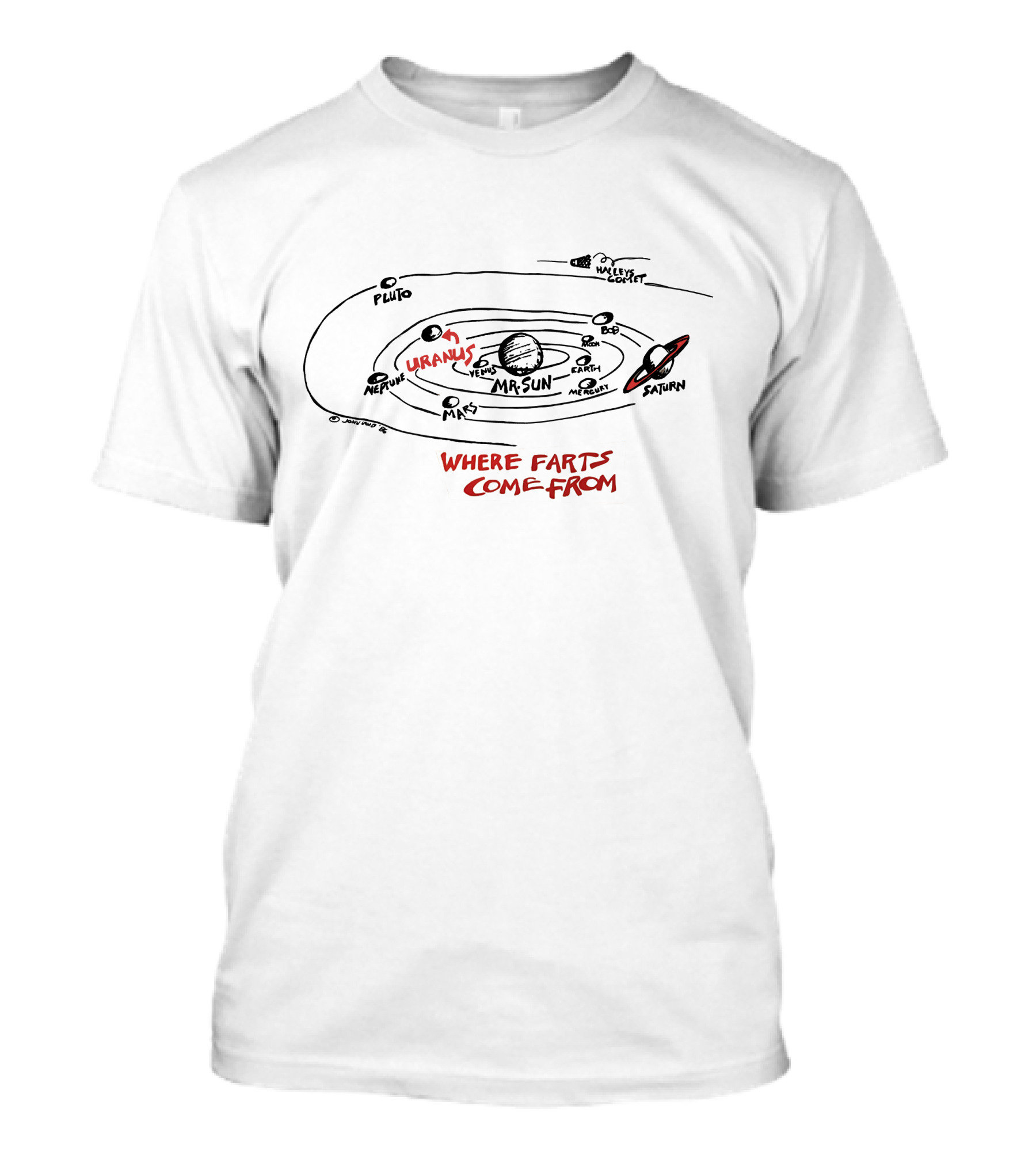The Universe Where Farts Come From Uranus Mr. Sun Saturn Pluto Neptune Venus Mars Earth Mercury Halley's Comet T-Shirt