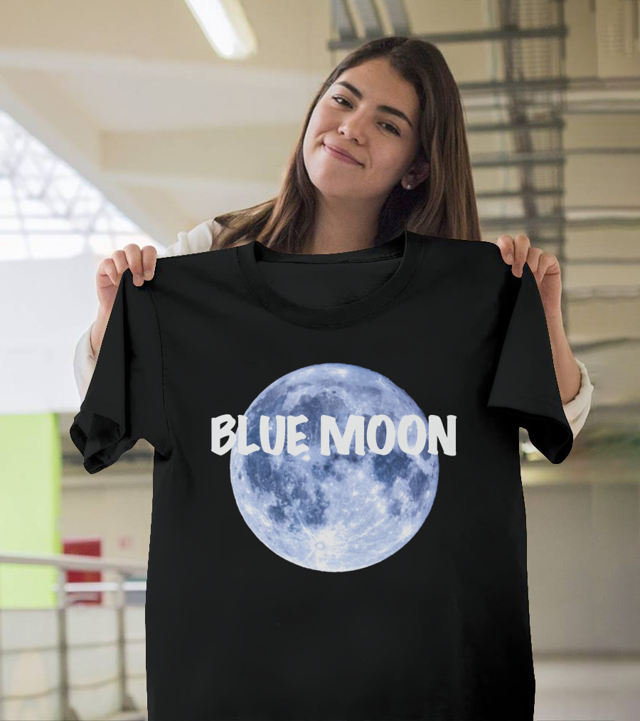 Blue Moon Lunar Phase Image With Text In Bold White Font T-Shirt