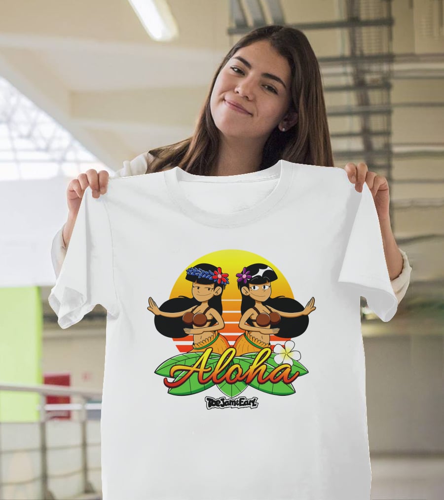 Aloha From Toejam And Earl Robaroba Merch Hawaiian Dancers Tropical Sunset T-Shirt