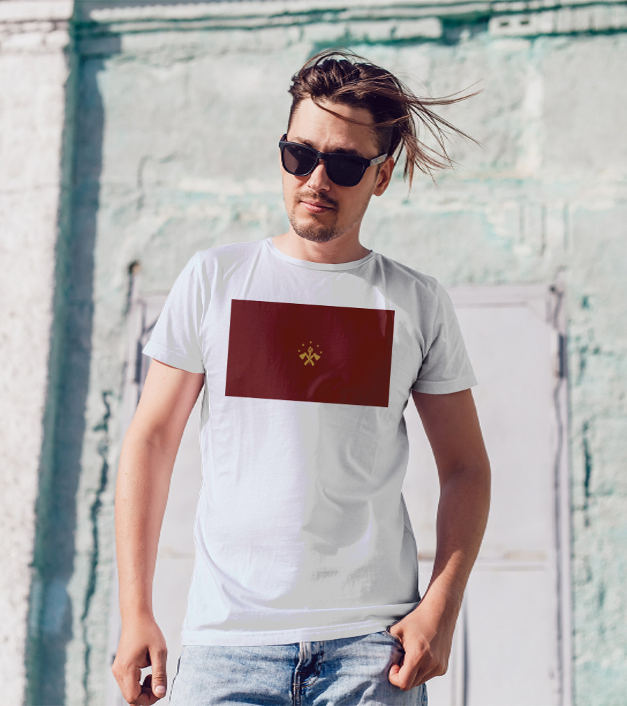 FBA Maroon Flag With Golden Hammer And Star Emblem T-Shirt