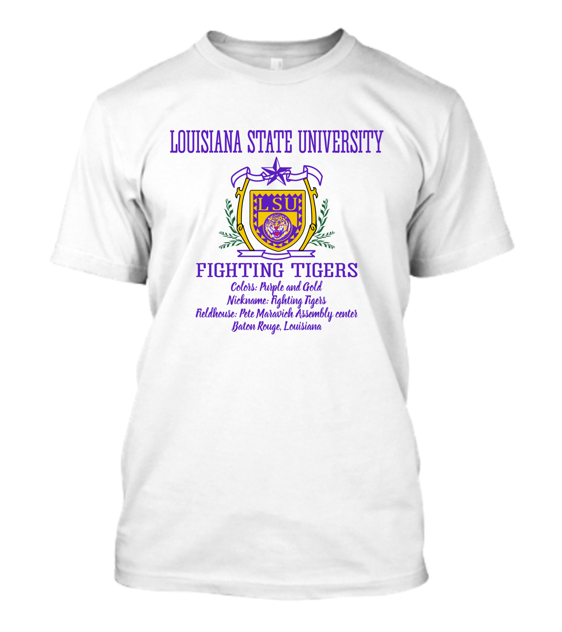 Louisiana State University LSU Fighting Tigers Purple And Gold Baton Rouge Pete Maravich Assembly Center T-Shirt