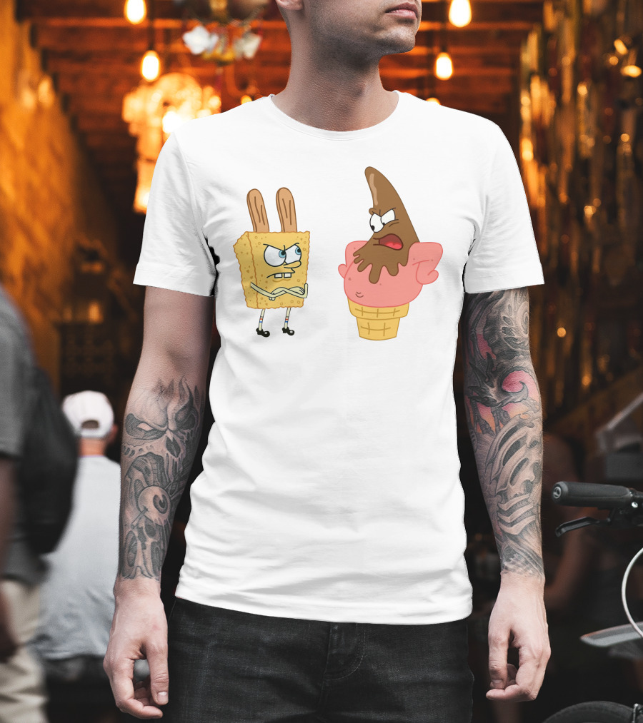 Bob Esponja Y Patricio Helado Enfrentamiento Láminas Artísticas T-Shirt