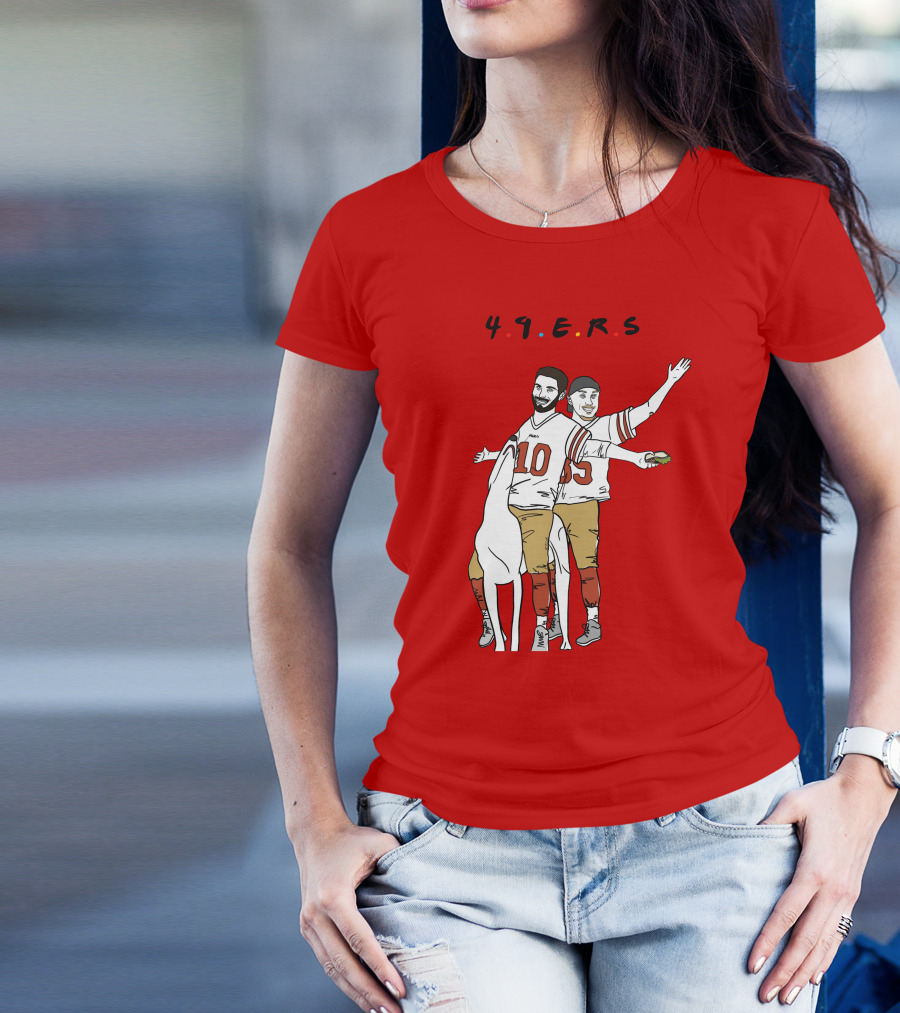 49ers Friends Jimmy Garoppolo Brian Hill Illustration With Dog T-Shirt