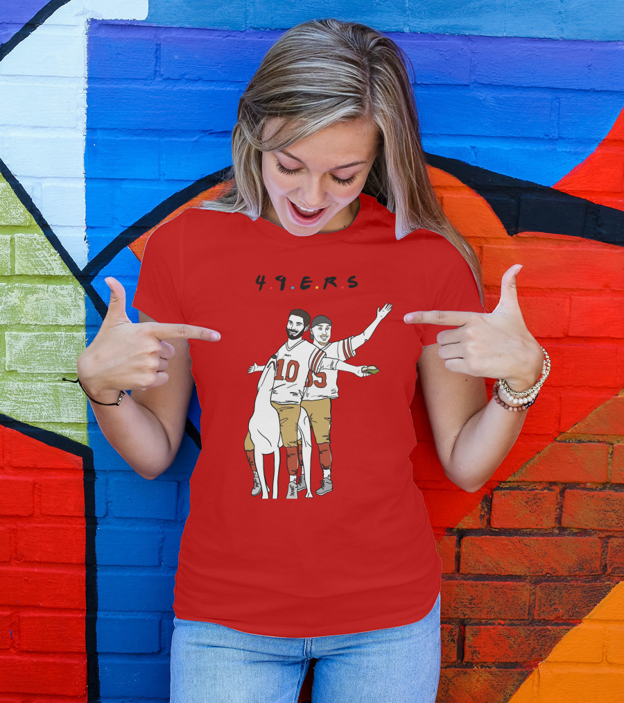 49ers Friends Jimmy Garoppolo Brian Hill Illustration With Dog T-Shirt