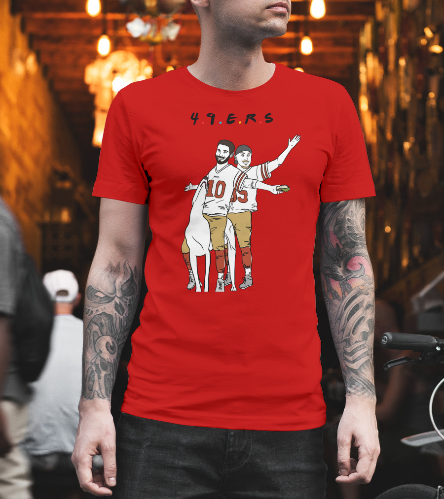 49ers Friends Jimmy Garoppolo Brian Hill Illustration With Dog T-Shirt