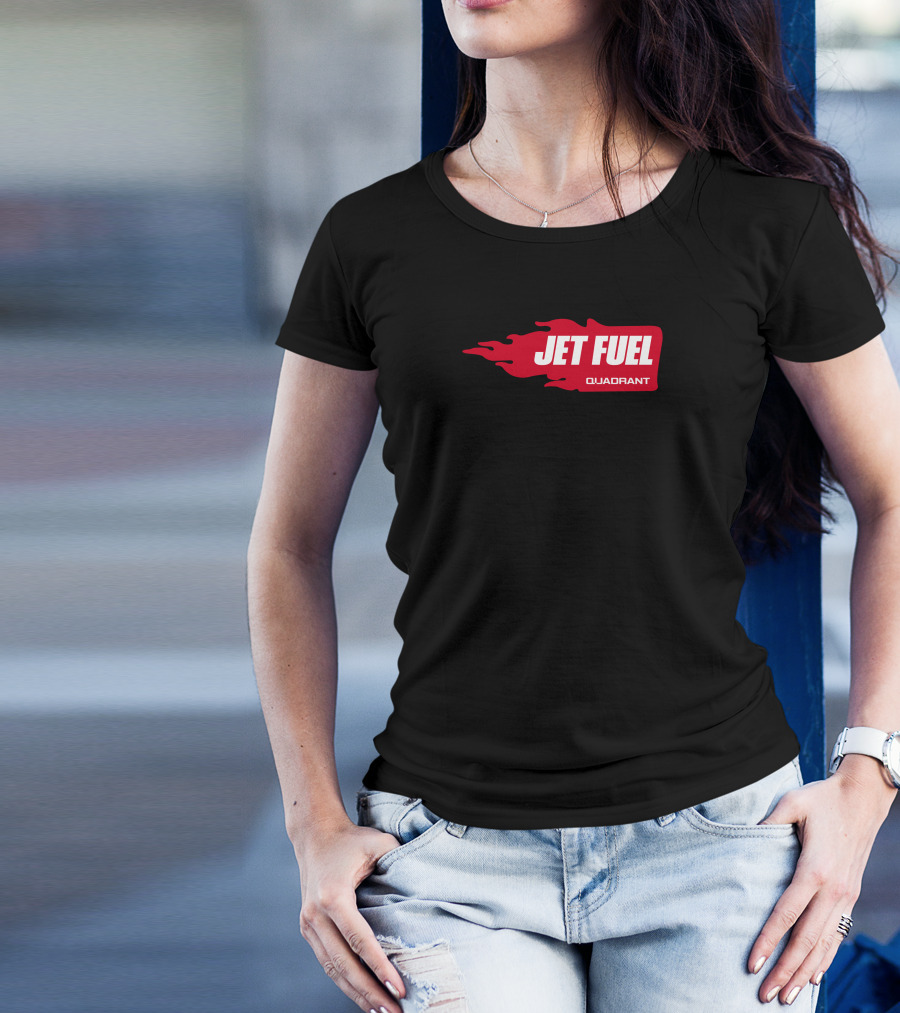 JET FUEL QUADRANT Flame Red Typography T-Shirt