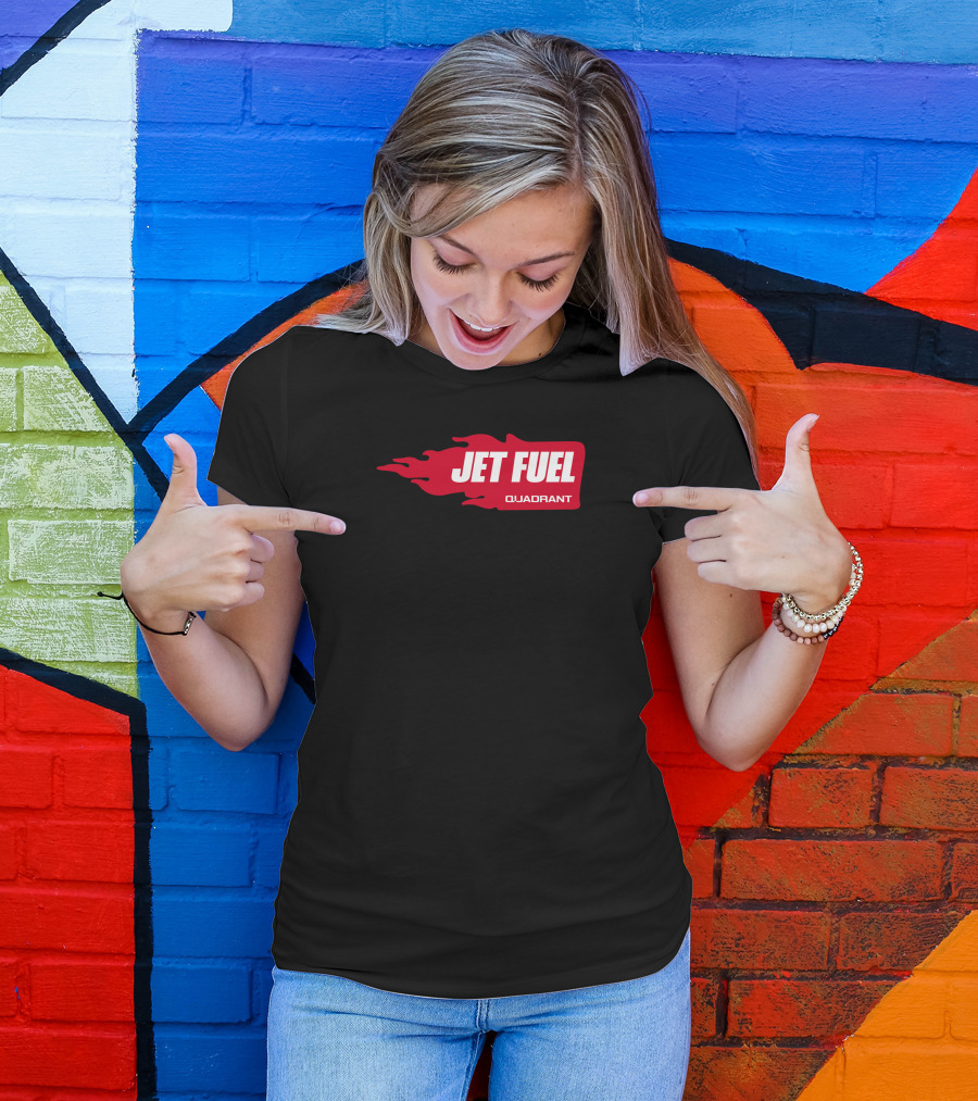JET FUEL QUADRANT Flame Red Typography T-Shirt