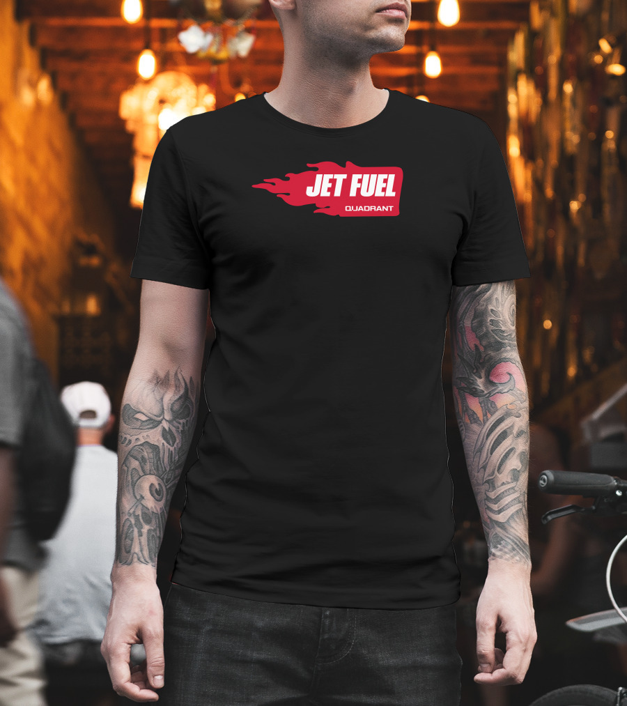 JET FUEL QUADRANT Flame Red Typography T-Shirt
