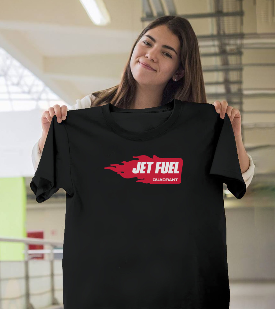 JET FUEL QUADRANT Flame Red Typography T-Shirt