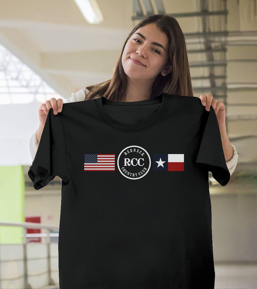 Redneck Country Club RCC With American And Texas Flags T-Shirt