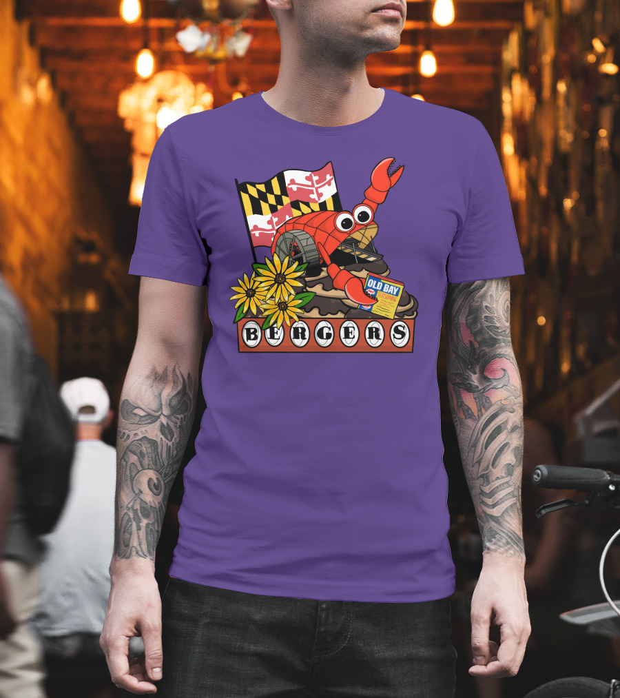 Mr. Trash Wheel Bergers Old Bay Seasoning Maryland Flag Flowers T-Shirt