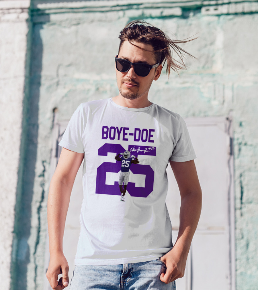 Therealpak25 Store Boye-Doe 25 Football Player Purple Signature T-Shirt