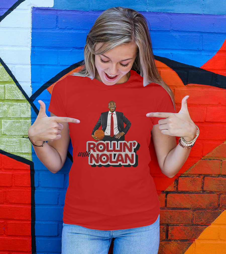 Rollin’ With Nolan Basketball Suit And Tie RedBackground T-Shirt