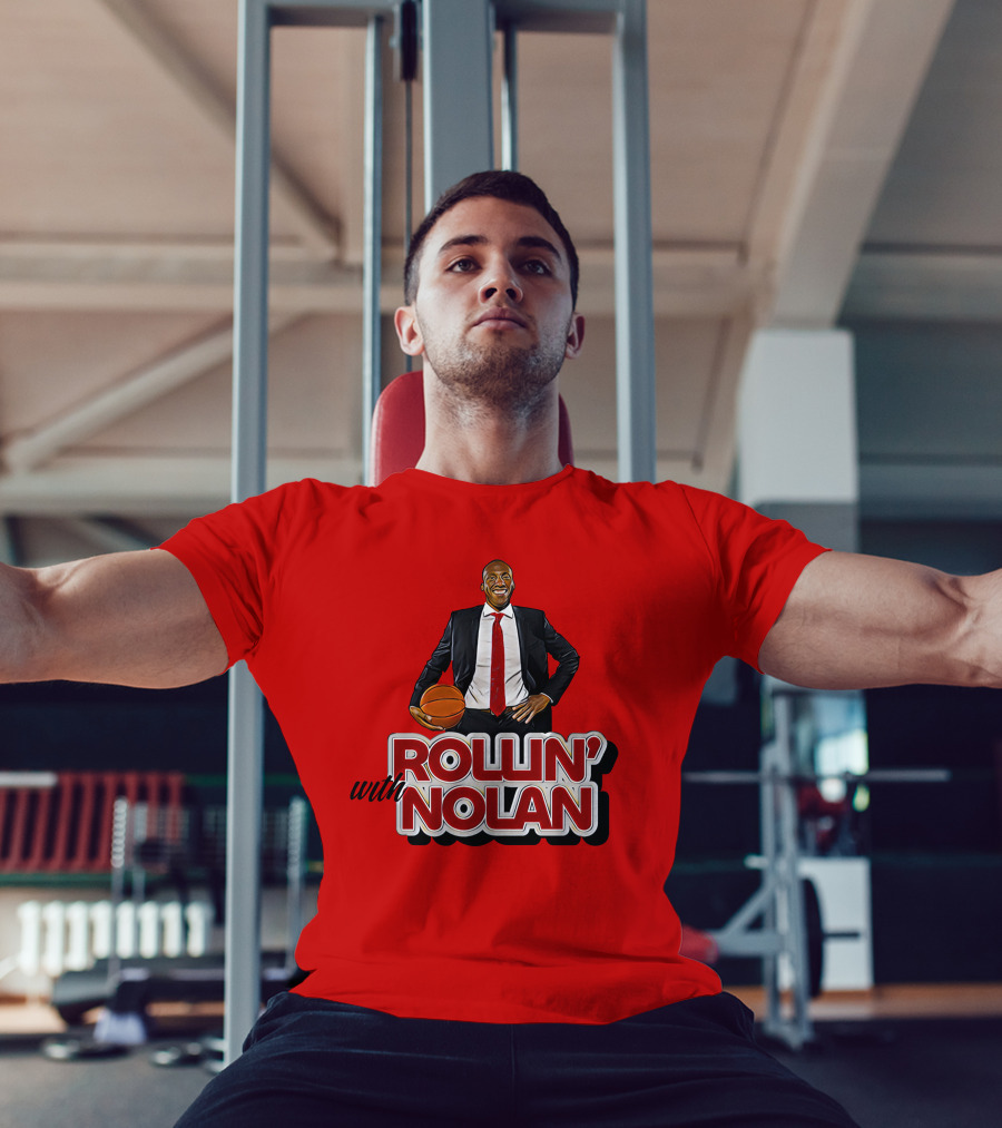 Rollin’ With Nolan Basketball Suit And Tie RedBackground T-Shirt