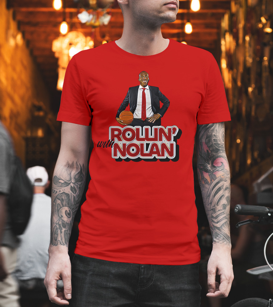 Rollin’ With Nolan Basketball Suit And Tie RedBackground T-Shirt